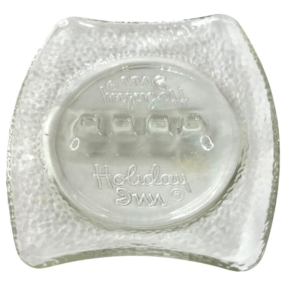 Vintage Holiday Inn Hotel Motel Textured Clear Glass Ashtray Advertising